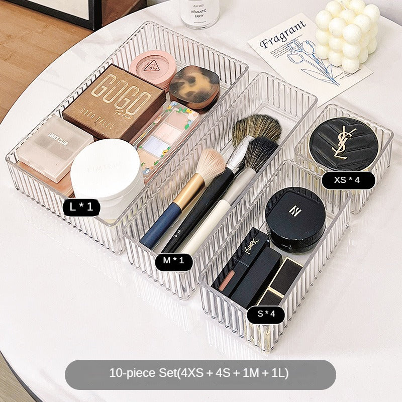 Acrylic Drawer Organizer Tray Partition Box Transparent Desktop Classification Cupboard Built-in Dresser Makeup Lipstick Arrangement Storage Box