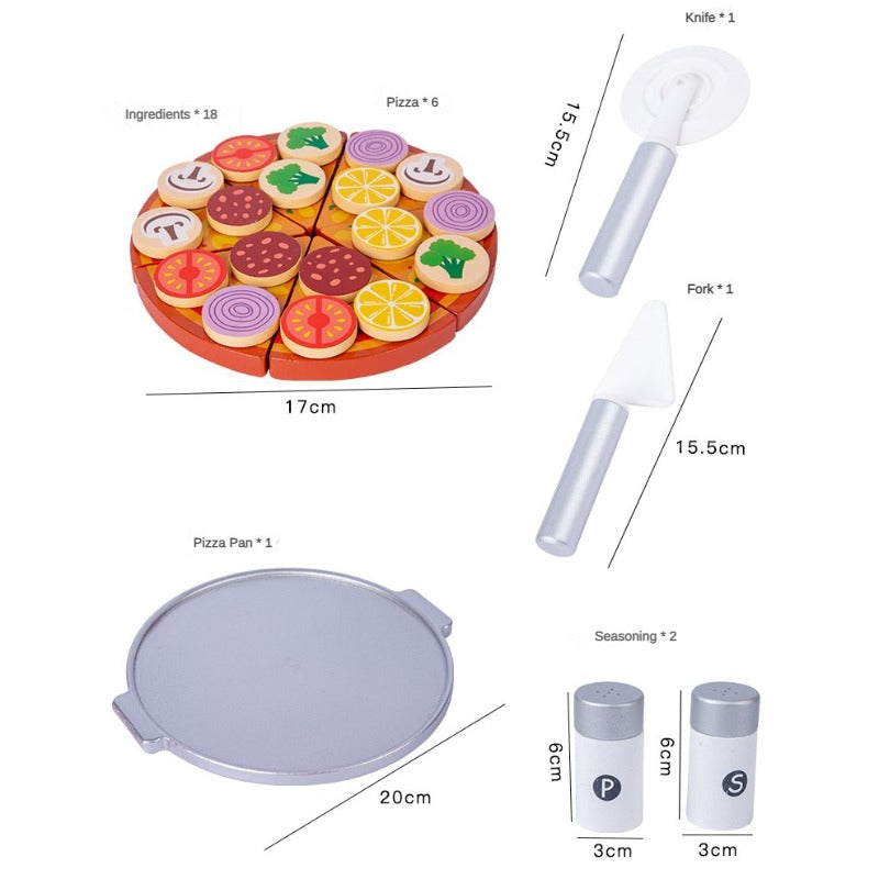 Children's Artificial Wooden Pizza Oven pizza Slicer Kitchen Play House Early Education Educational Toys 3-6 Years Old