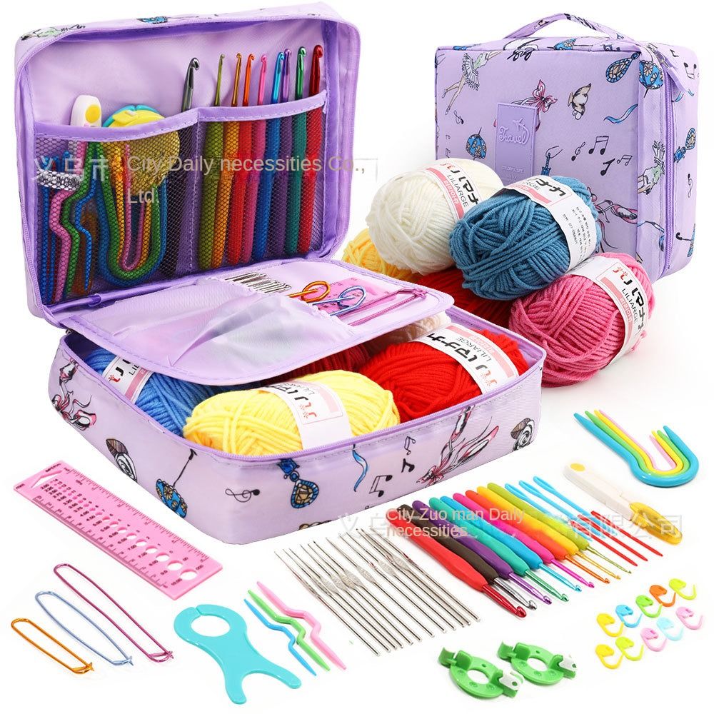 59Pcs Crochet Kits for Beginners Colorful Crochet Hook Set with Storage Bag and Crochet Accessories Complete Crochet Kit
