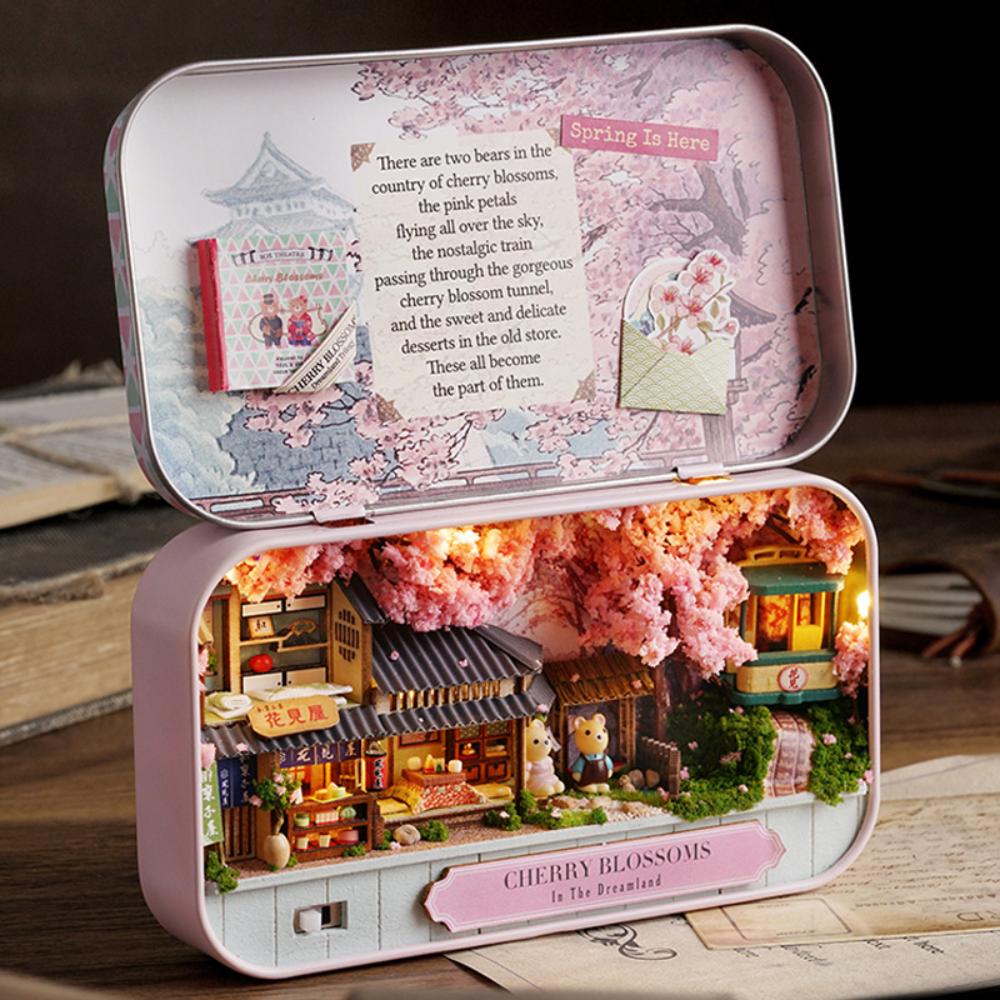 Diy Dollhouse Miniature Doll House Furniture Box Theatre Building Kit with Lights Model Toys for Children Birthday Gifts