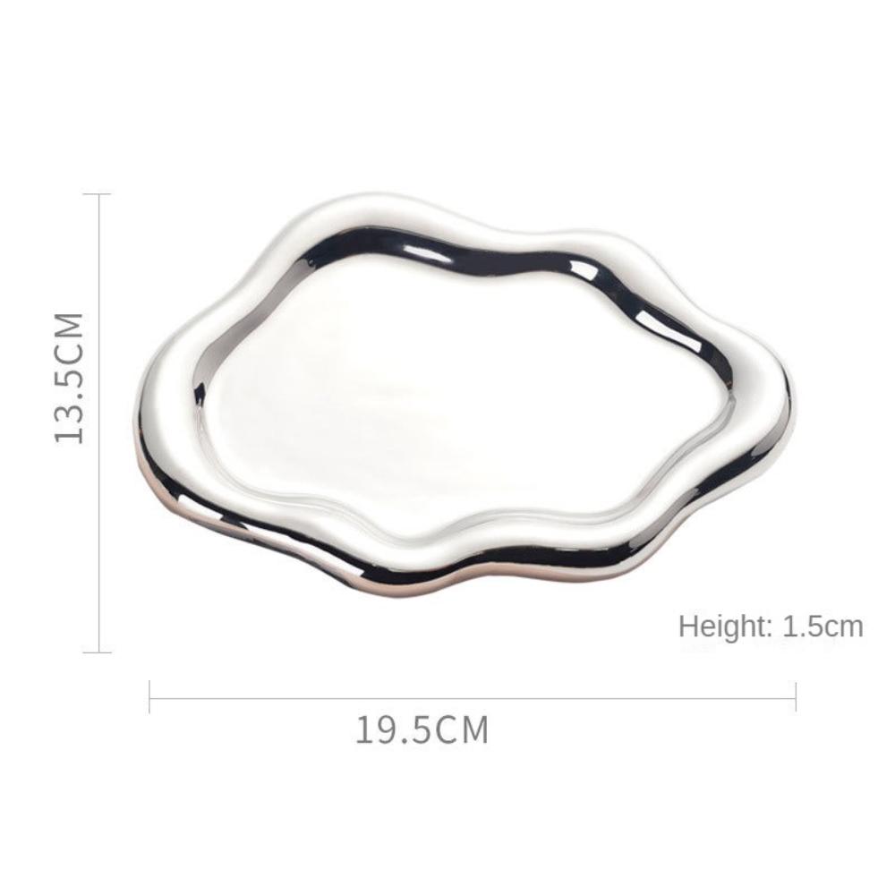 Cloud Ceramic Tray Single-Layer Light Luxury Jewelry Storage High-End Perfume Display Entrance Key Storage