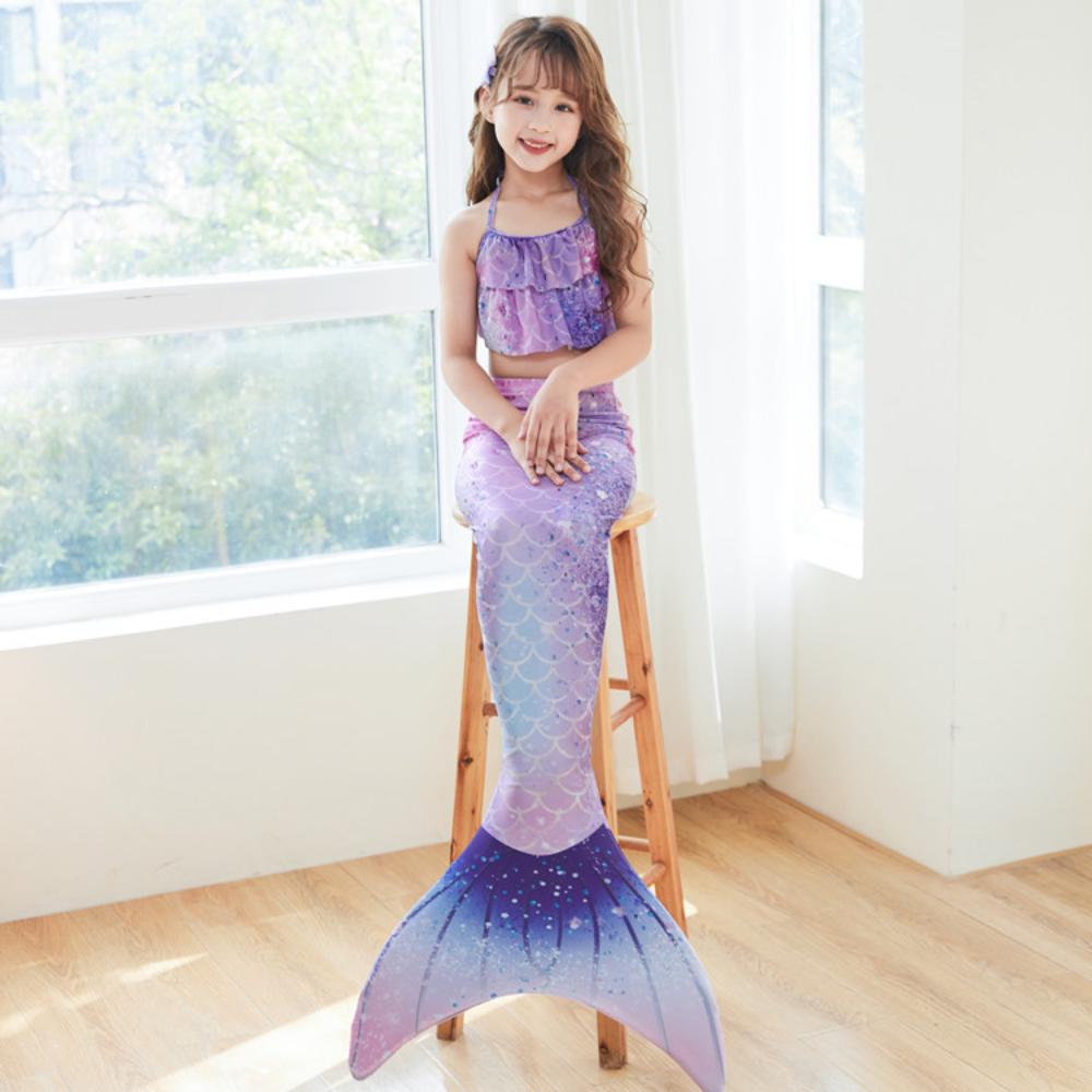 3Pcs/Set 3-15Yrs Girls Mermaid Costume Kids Swimsuit Baby Girl Bikini Swimming Suit Kid Girls Mermaid