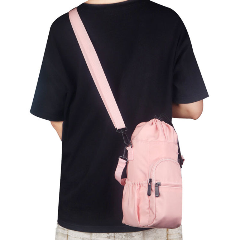 Crossbody Water Bottle Bag, Waterproof Solid Color Water Bottle Sling Bag, Durable Adjustable Strap Water Bottle Carrier Bag Women Girls
