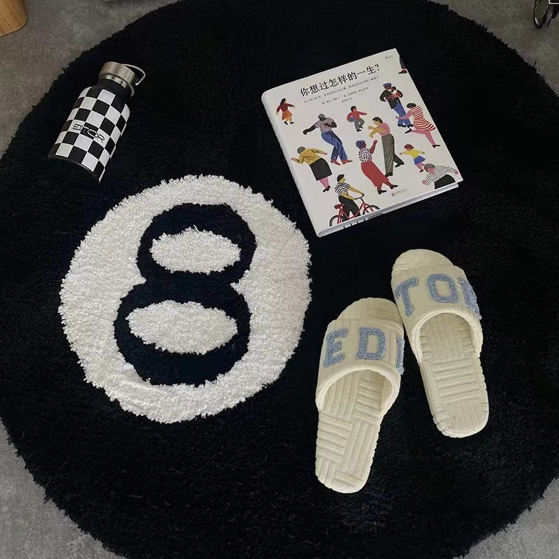 Simulation Billiards 8 Short Plush Area Rug Quick Absorb Thick Soft Water Absorption Round Carpet
