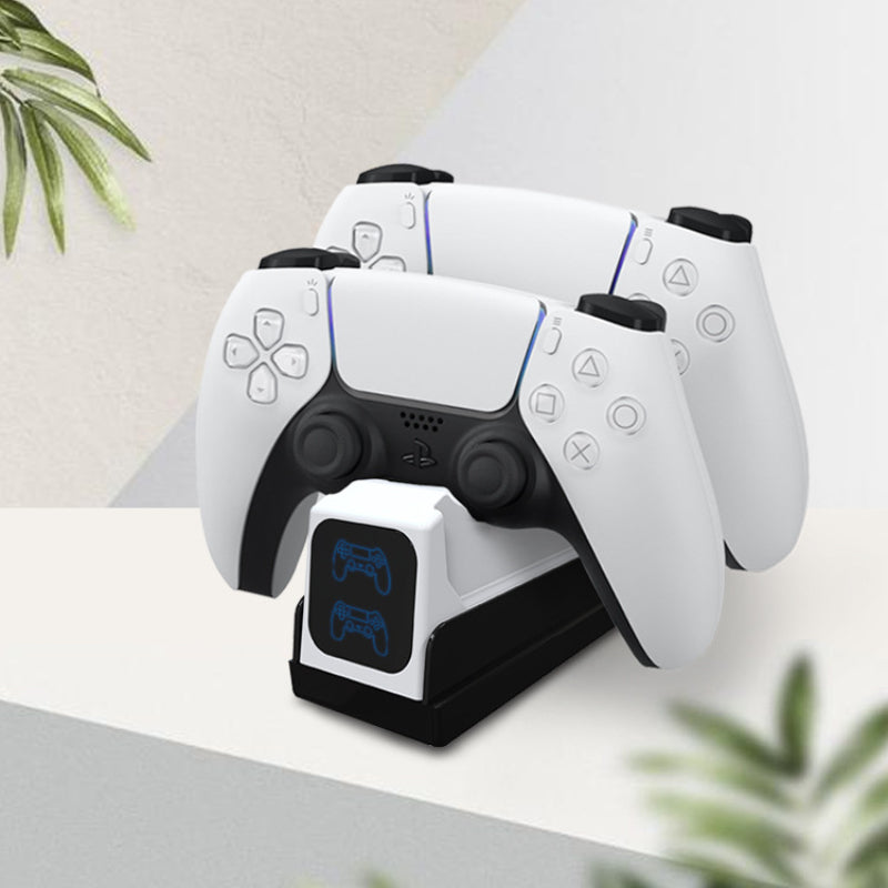 PS5 Controller Charger, Charging Station Compatible with DualSense Playstation 5 Controllers, Fast Charge Dual USB Support with LED Indicator for PS5 Controller, White Edition