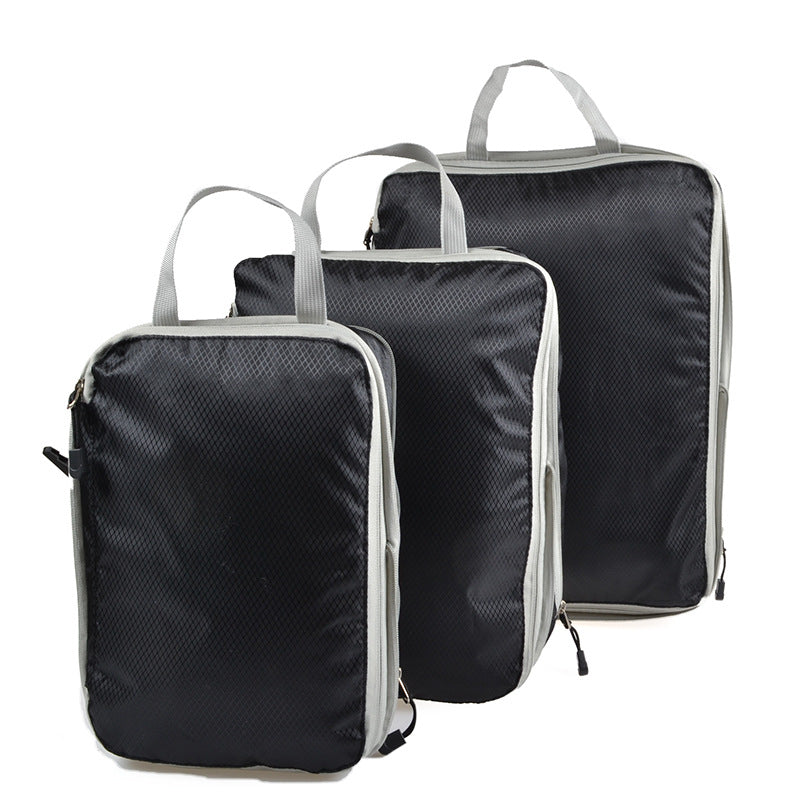 3 Packs Travel Compression Packing Cubes Set Zipper Nylon Portable Luggage Clothes Organizer Storage Bags