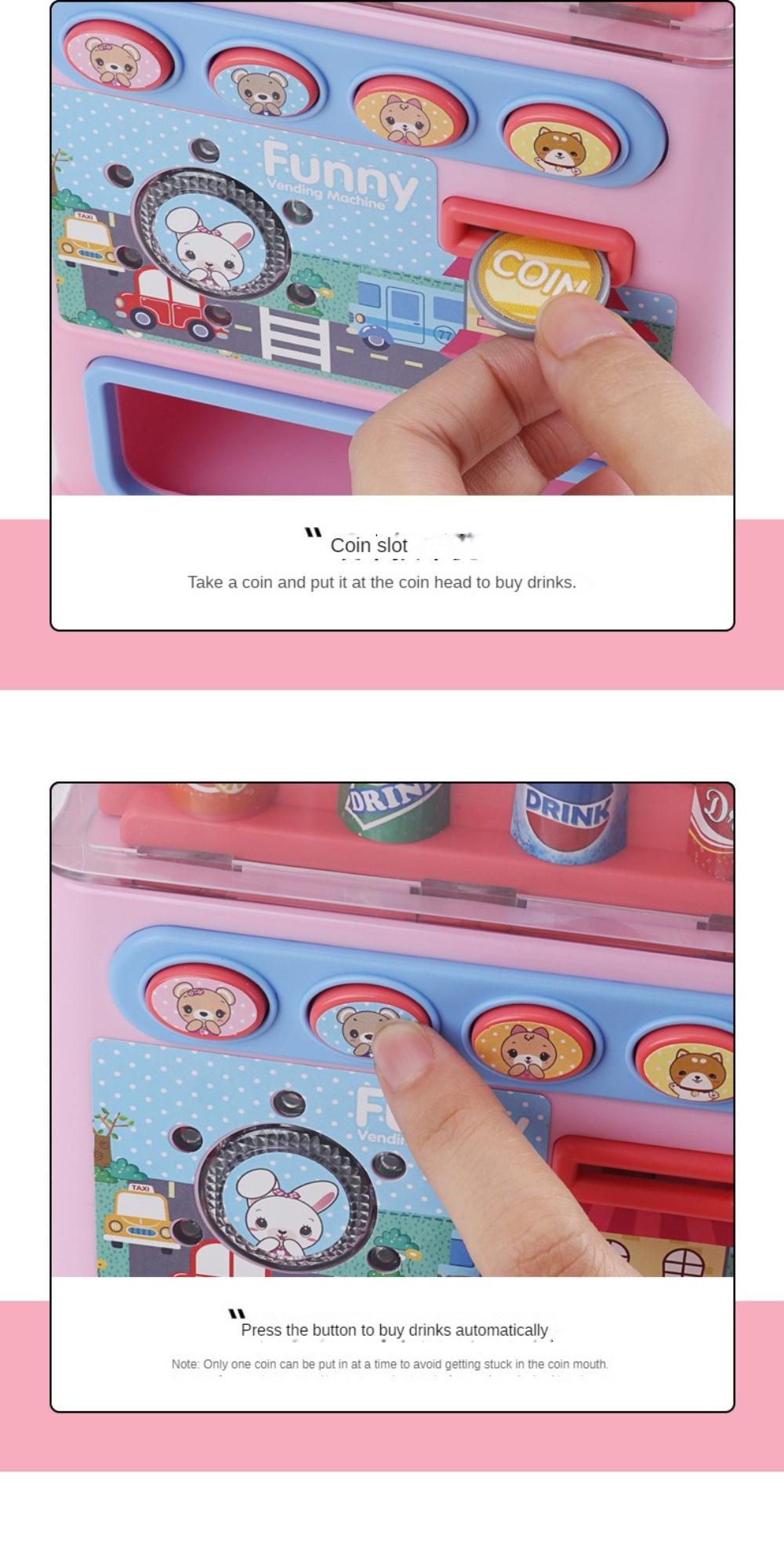 Vending Machine Toys Boys Girls Coin-Operated Music Cash Register Candy Play House Machine, Piggy Bank Two-In-One