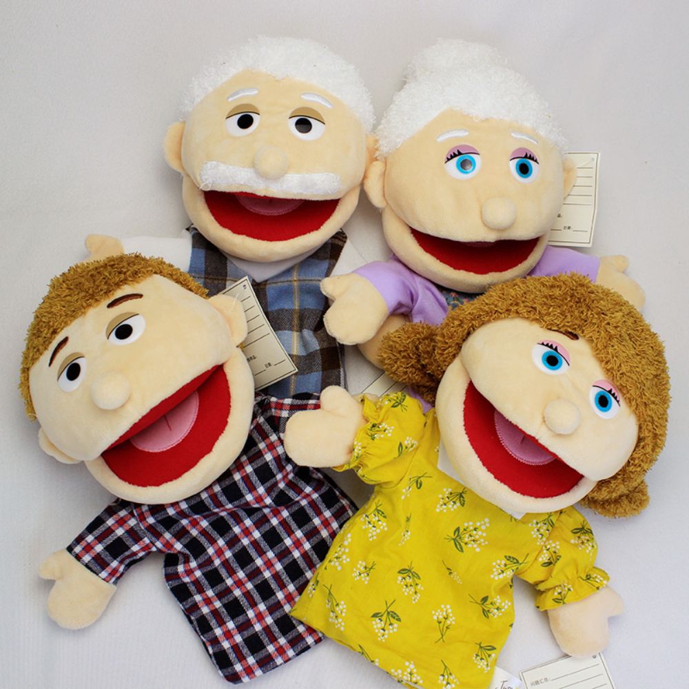 35cm family open mouth puppets kindergarten show ventriloquist tell story puppet Role play hand doll boy girl