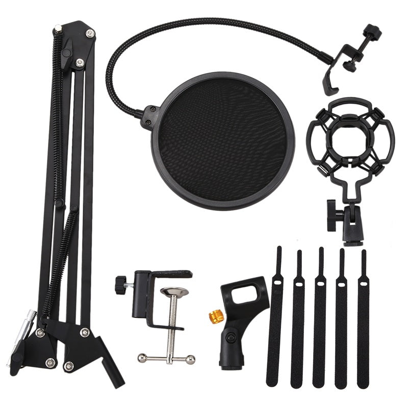 Desktop Microphone Stand Suspension Boom Scissor Arm Stand with 3/8-5/8 Screw / Shock Mount / Filter / Clip / Cable Ties