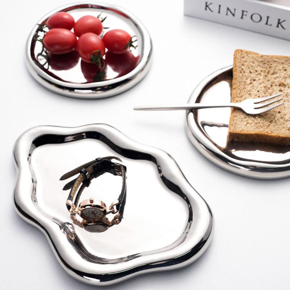 Cloud Ceramic Tray Single-Layer Light Luxury Jewelry Storage High-End Perfume Display Entrance Key Storage
