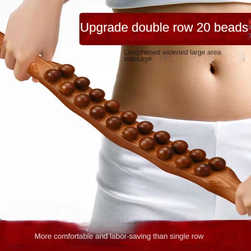 60CM 20 Beads Wooden Guasha Scraping Stick Massage Tools Anti Cellulite Massager for Shoulder Ultra Smooth Edge