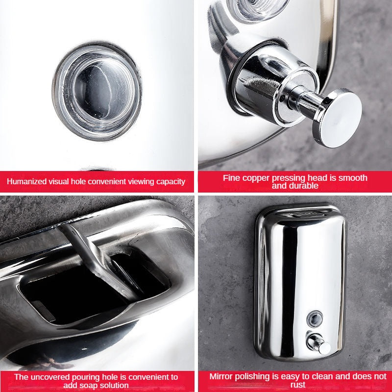 Wall Mount Stainless Steel Hand Soap Dispenser No-Drill Shampoo Shower Dispenser Non-Grip Wall Mounted Easy Installation