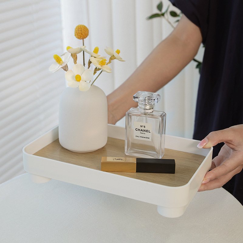 Square Wooden Desktop Storage Tray Perfume Aromatherapy Dressing Table Cosmetics Storage Box Entrance Sundry Key Storage Tray