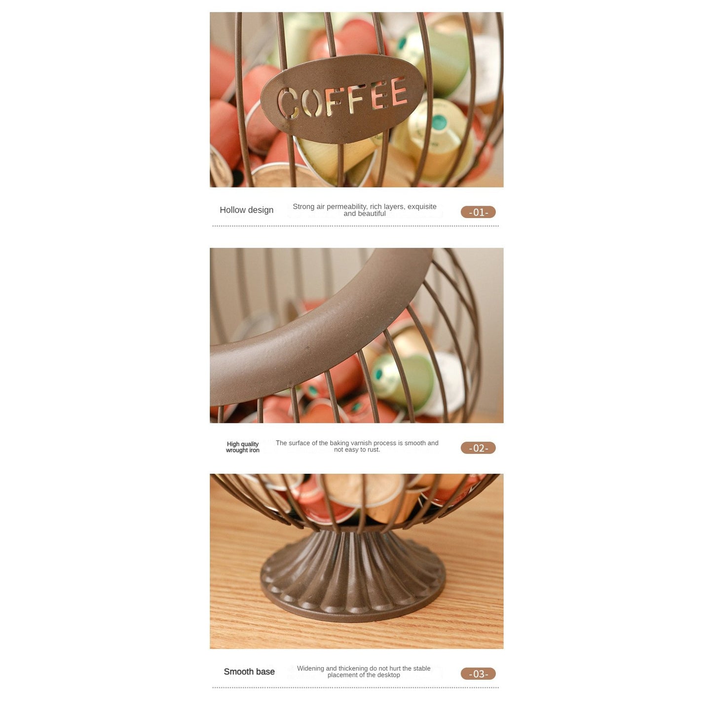 Coffee Pod Storage Basket Coffee Capsule Cages for Hotel Cafe Bar Countertop Creative Iron Snacks Dried Fruit Storage