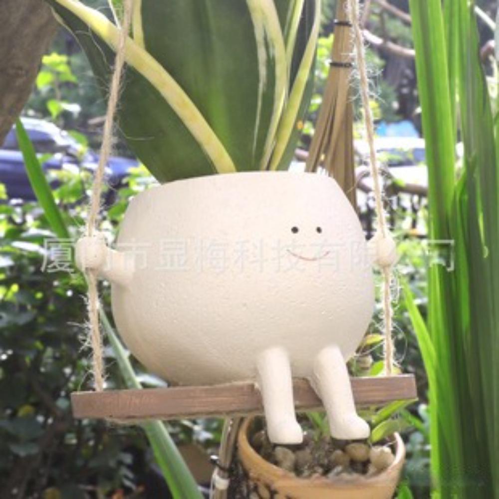 Swing Face Planter Pot Hanging Head Planter for Indoor Outdoor Plant Succulent Pots for String of Pearls Plant Live
