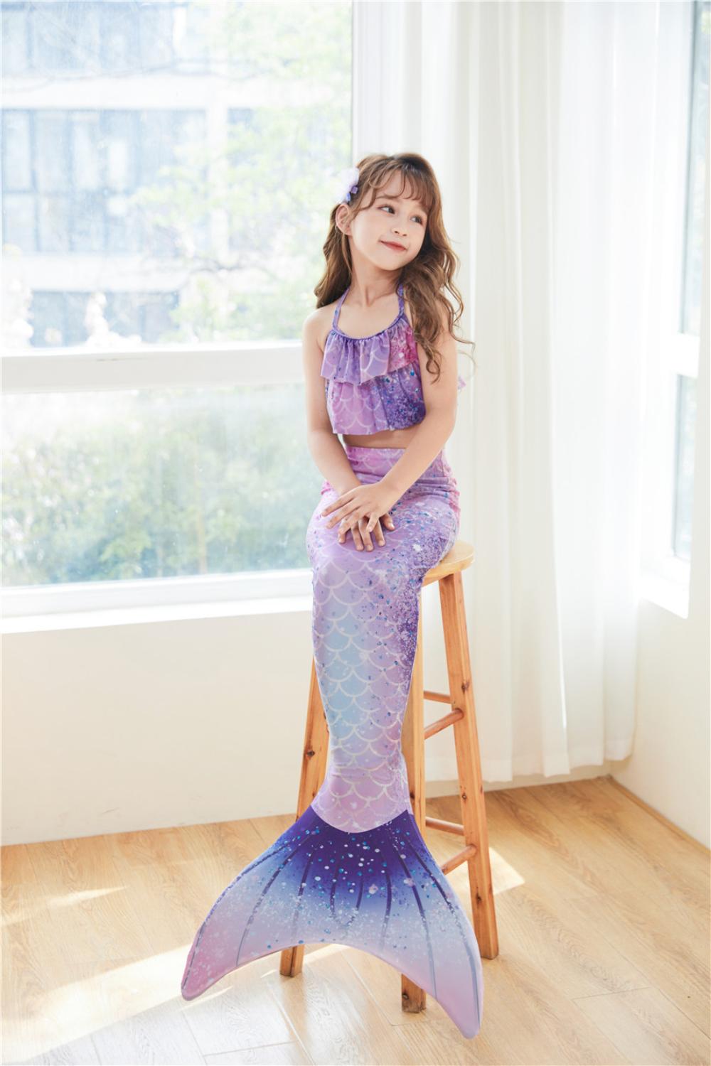3Pcs/Set 3-15Yrs Girls Mermaid Costume Kids Swimsuit Baby Girl Bikini Swimming Suit Kid Girls Mermaid