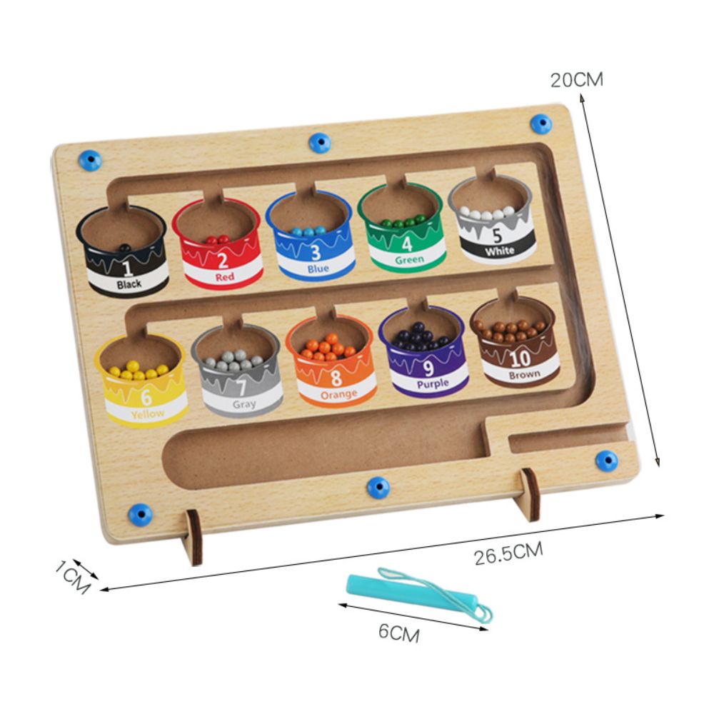 Treeyear Magnetic Color and Number Maze - Wooden Magnet Board Puzzles Toddler Activities Counting Matching Games