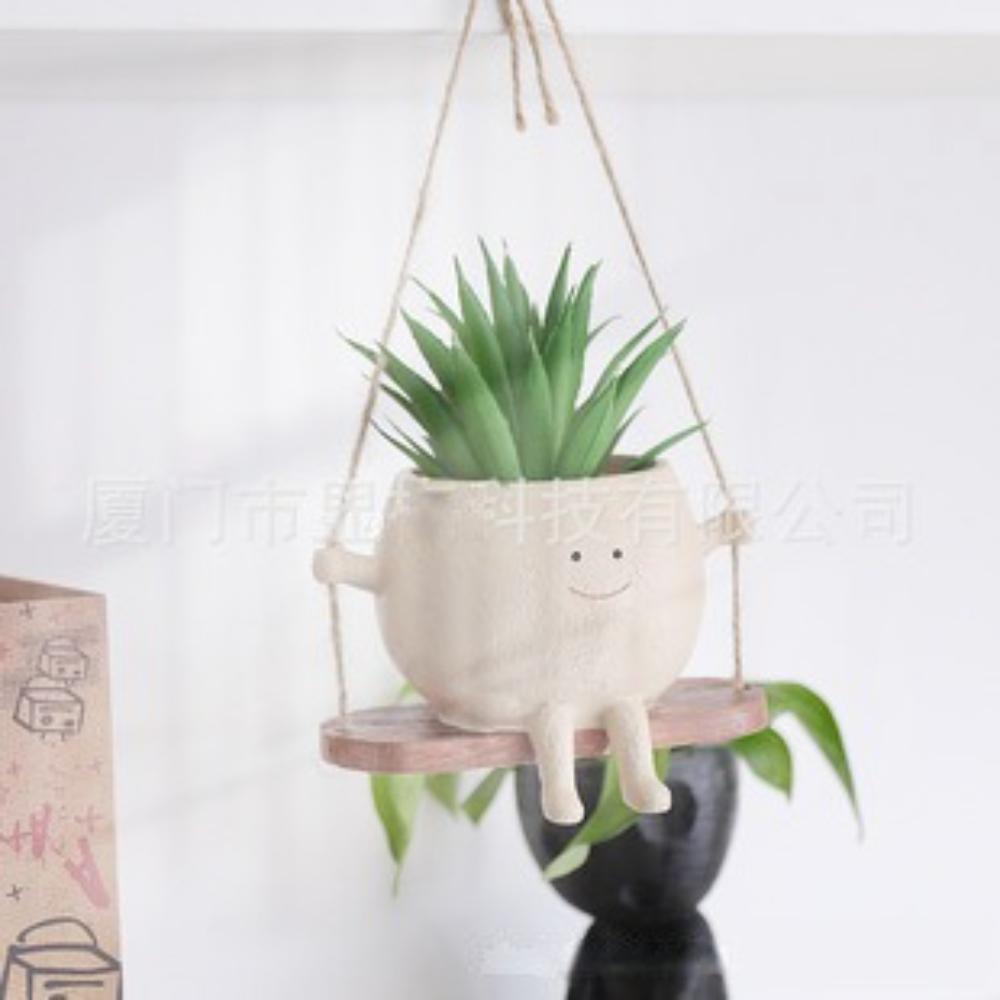 Swing Face Planter Pot Hanging Head Planter for Indoor Outdoor Plant Succulent Pots for String of Pearls Plant Live
