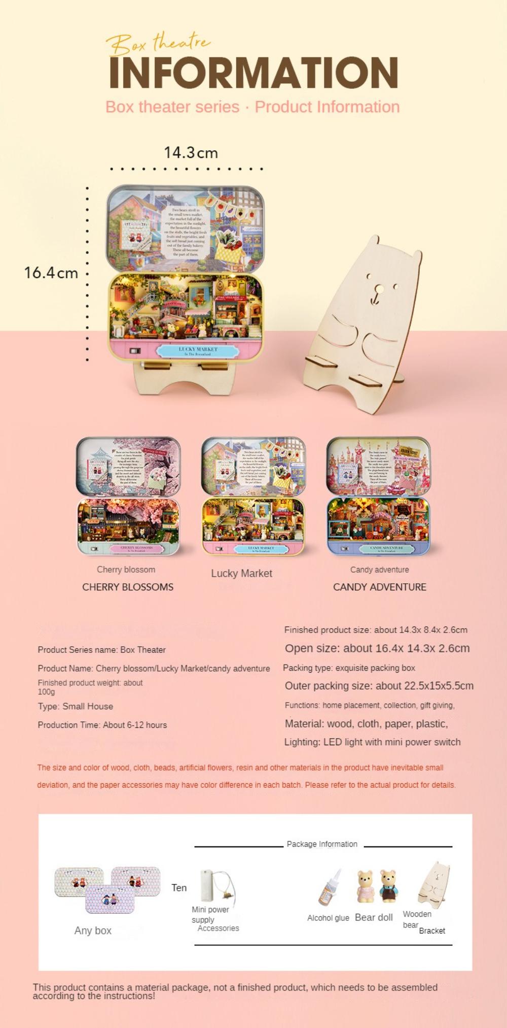 Diy Dollhouse Miniature Doll House Furniture Box Theatre Building Kit with Lights Model Toys for Children Birthday Gifts