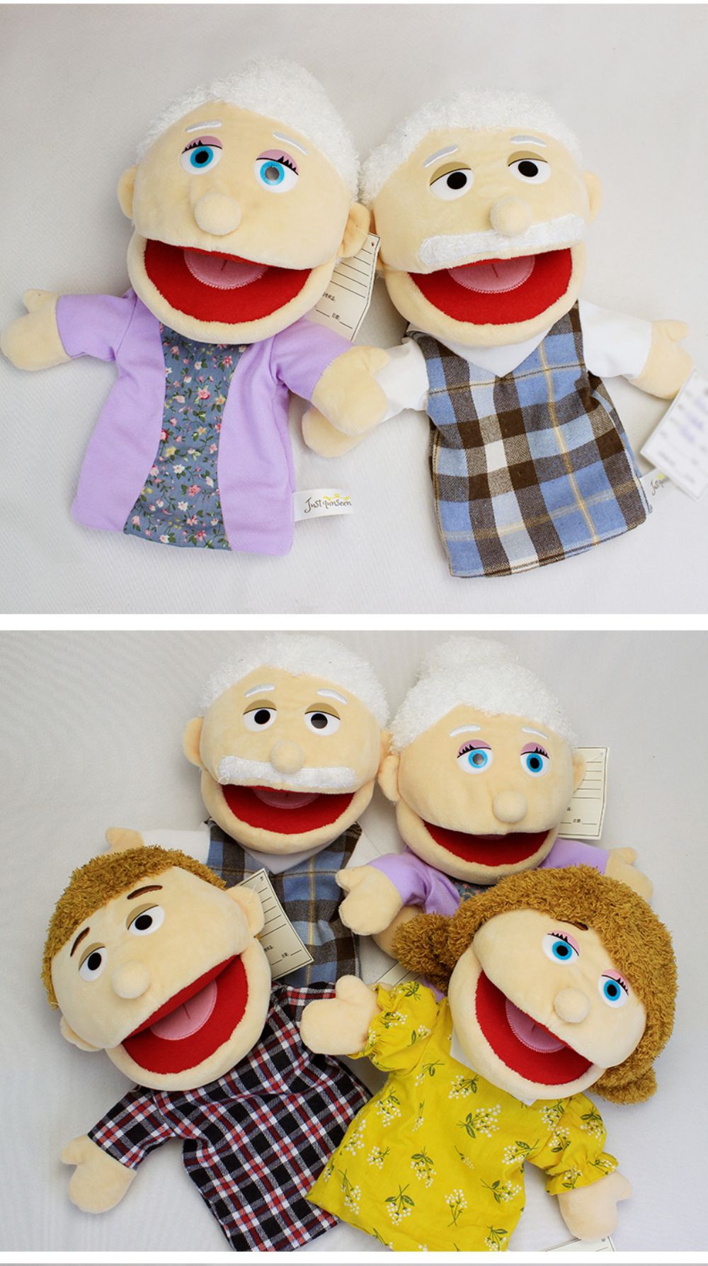 35cm family open mouth puppets kindergarten show ventriloquist tell story puppet Role play hand doll boy girl