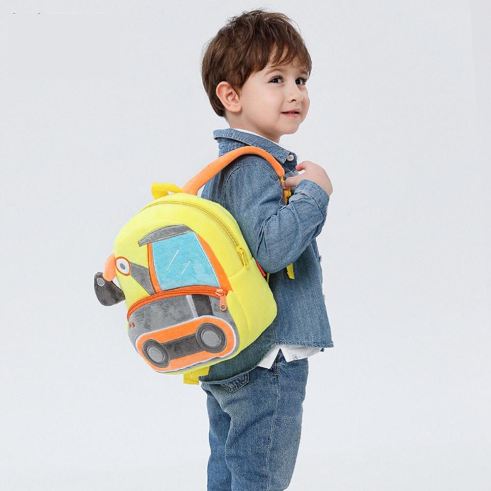 New Cute Cartoon Boy baby Excavator 3D Car Engineering Vehicle Plush Backpack Kids Kindergarten School Bag
