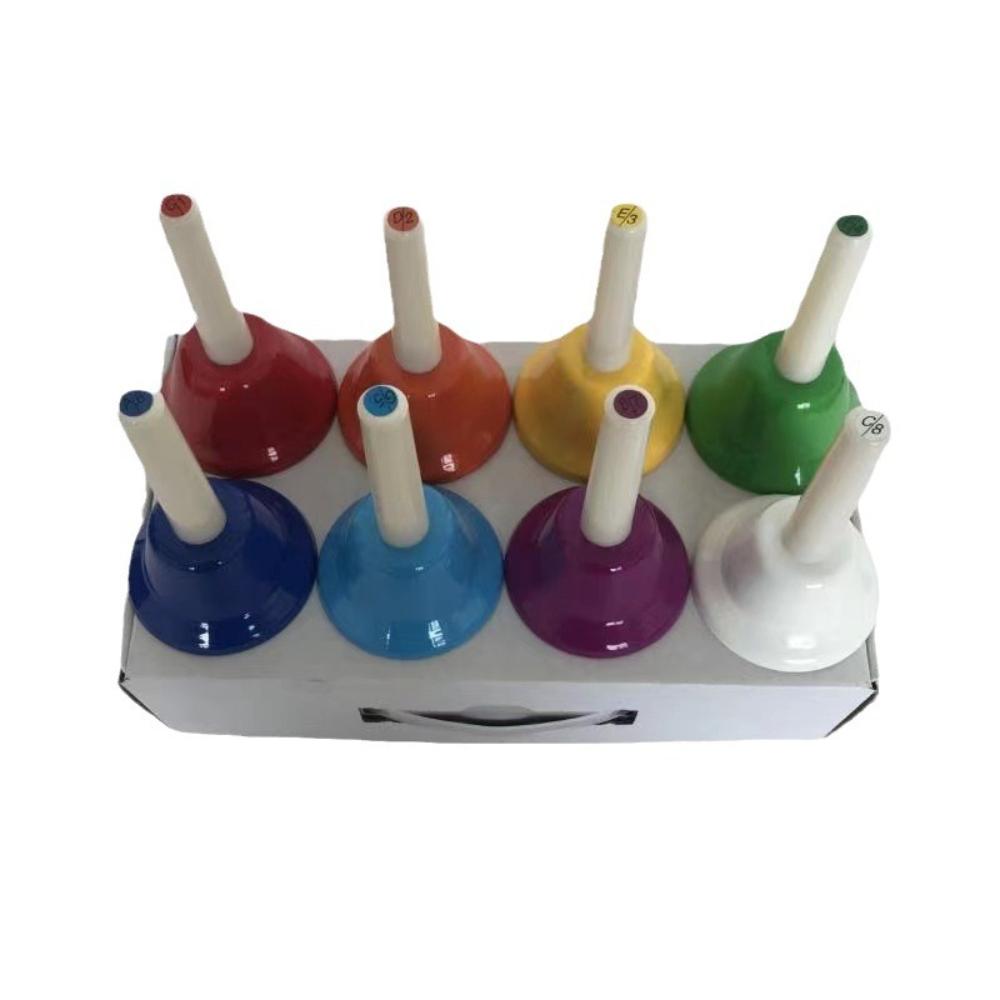 Colorful Hand Percussion Bells 8 Note Diatonic Metal Hand Bell Kit for Kids Musical Instruments Kids