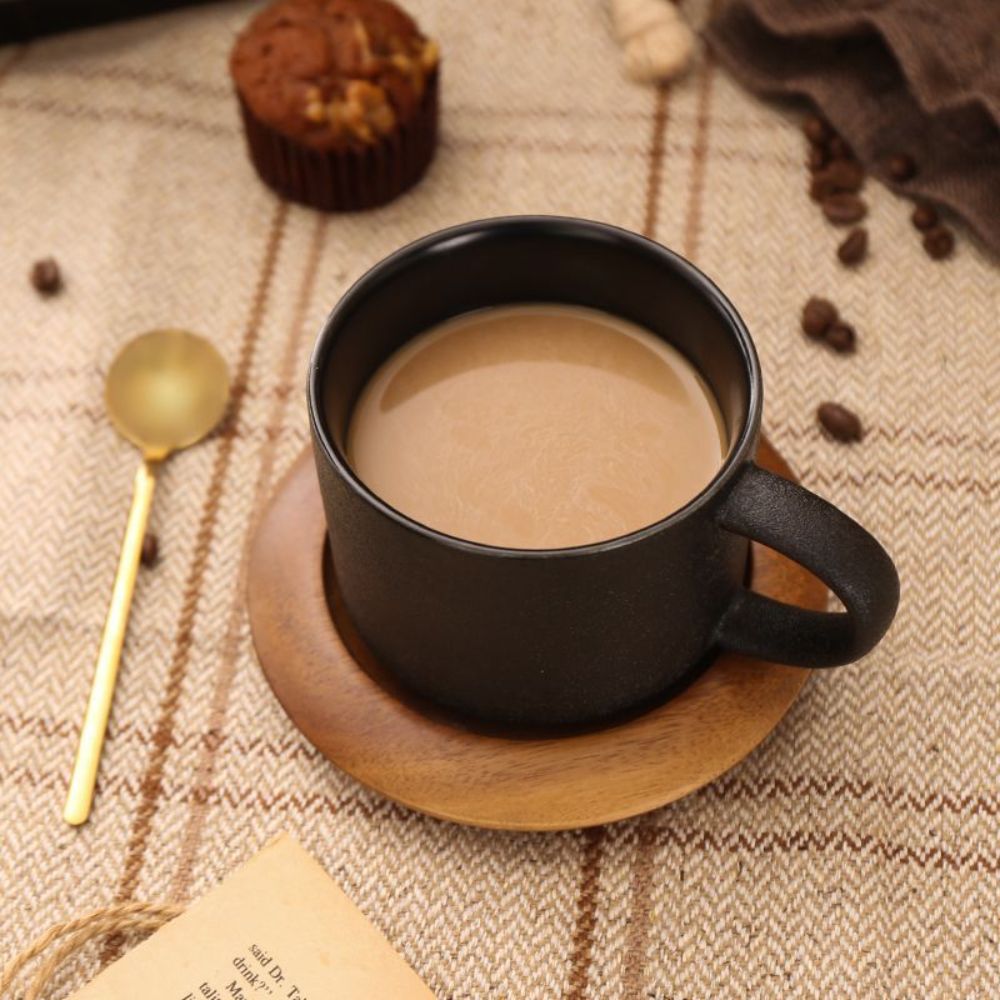 European Style Ceramic Coffee Cup Dish Black Matte Mug Gift For Family And Friends Ceramic Minimalist