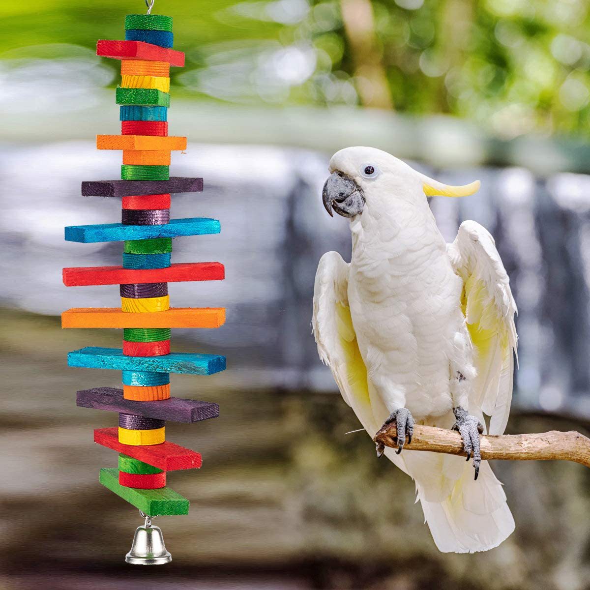 2Pcs Bird Parrot Bell Building Block Hanging Cage Bite-resistant Climb Chew Toy Pet Climbing Bite Resistant Toys