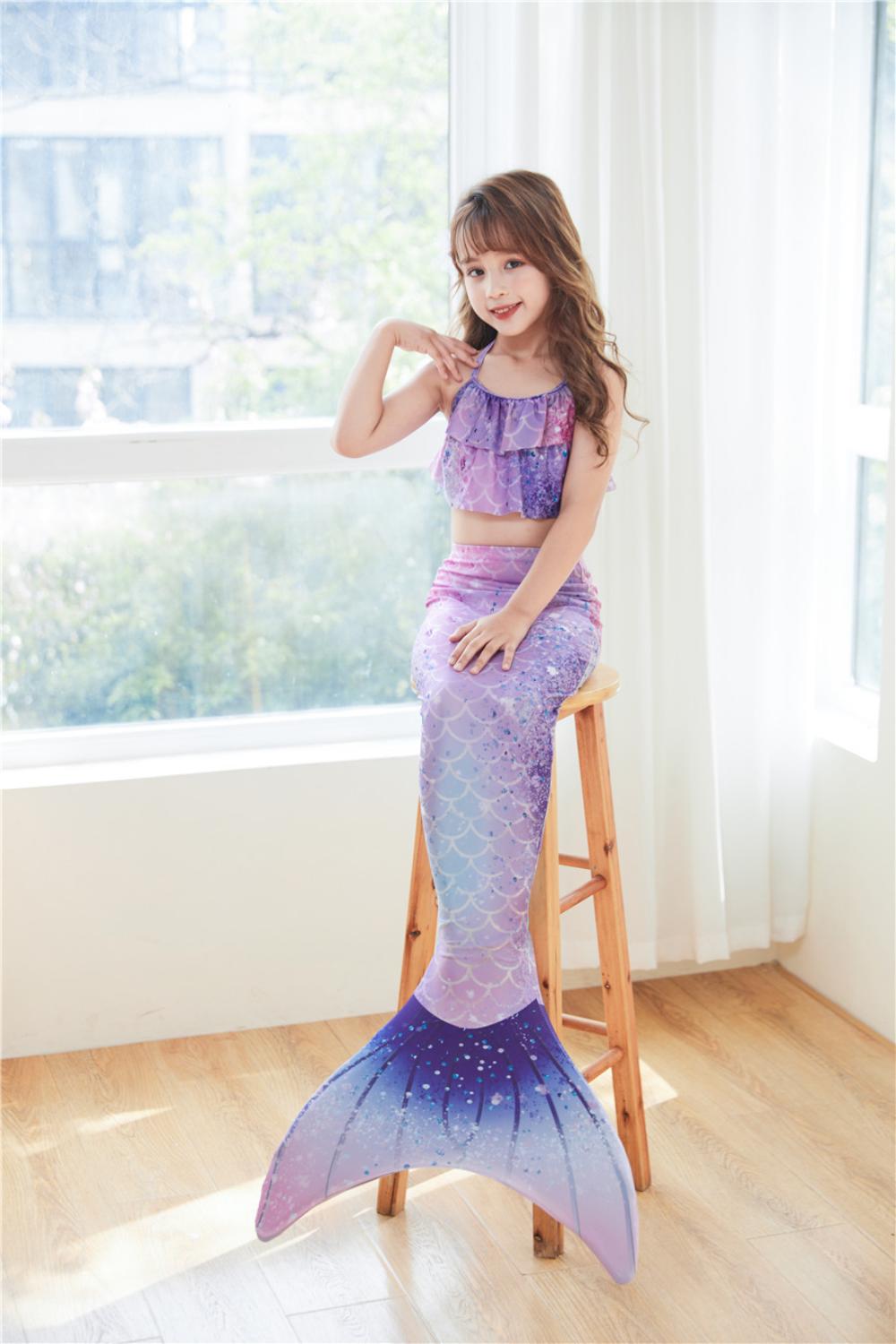 3Pcs/Set 3-15Yrs Girls Mermaid Costume Kids Swimsuit Baby Girl Bikini Swimming Suit Kid Girls Mermaid