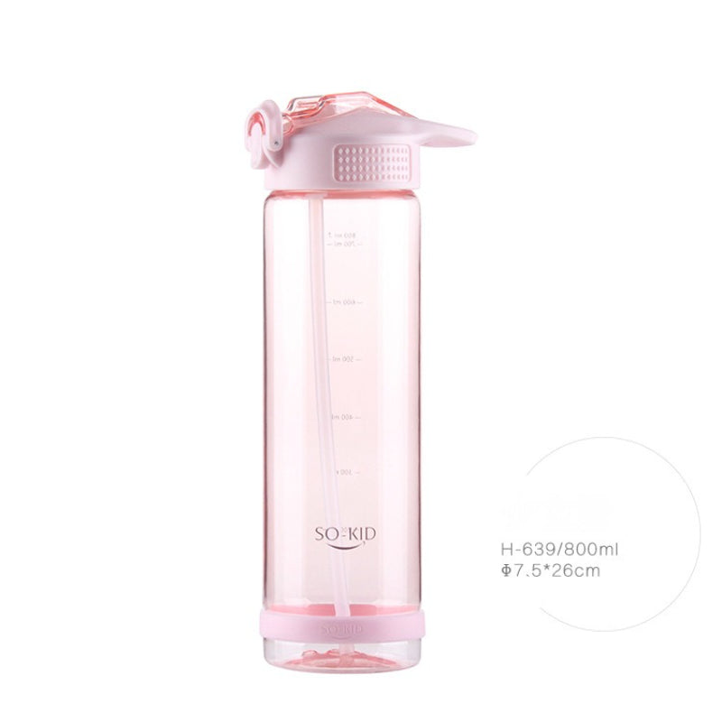800ml Portable Straw Water Bottle Sport Fitness Bottles BPA Free Cup Adult Plastic Creative Adult Female Student No-Leak