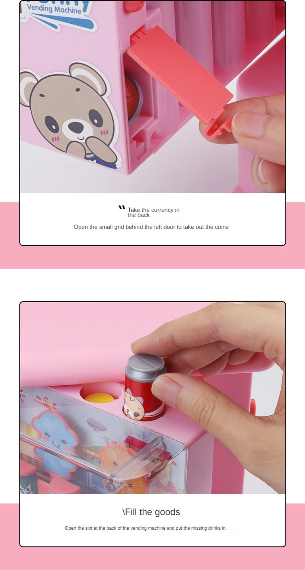 Vending Machine Toys Boys Girls Coin-Operated Music Cash Register Candy Play House Machine, Piggy Bank Two-In-One