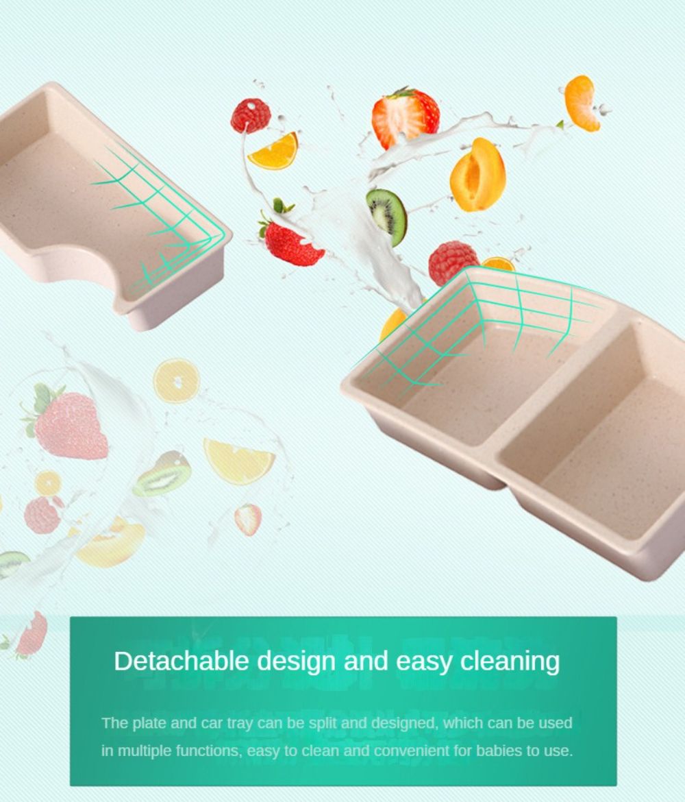 4 in 1 Car-Shaped Bamboo Fibre Plate Baby Set Dinnerware Kid Plate Set Children Plate Food Dish Baby Plate Set