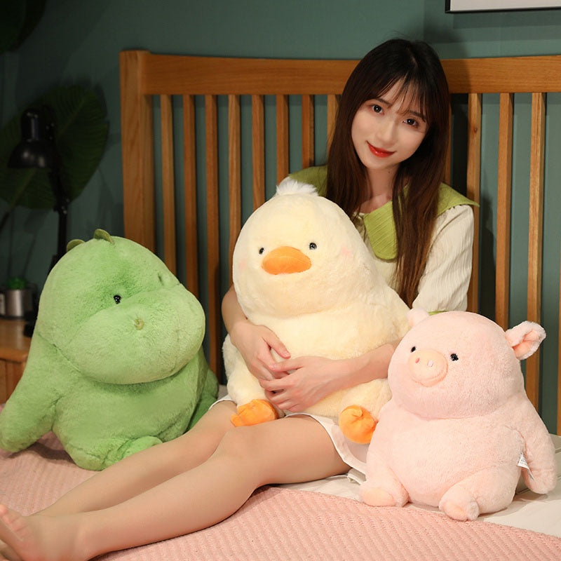 3 Sizes Stuffed Toy Fat Chick Dinosaur Elephant Pig Rabbit Doll Plush Toy Birthday Valentine Christmas Holiday Gift