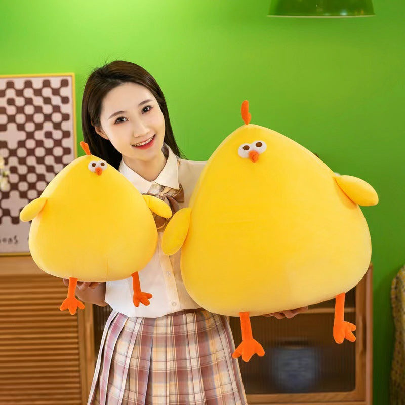 45CM Squishy Yellow Chick Doll Stuffed Fatty Soft Chicken Animal Plush Toy Elastic Pillow Cuddly Baby Toy Comforting Birthday Gift Stuffed Toys