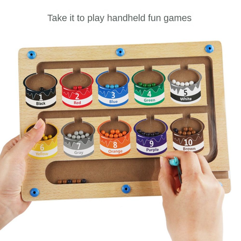 Treeyear Magnetic Color and Number Maze - Wooden Magnet Board Puzzles Toddler Activities Counting Matching Games