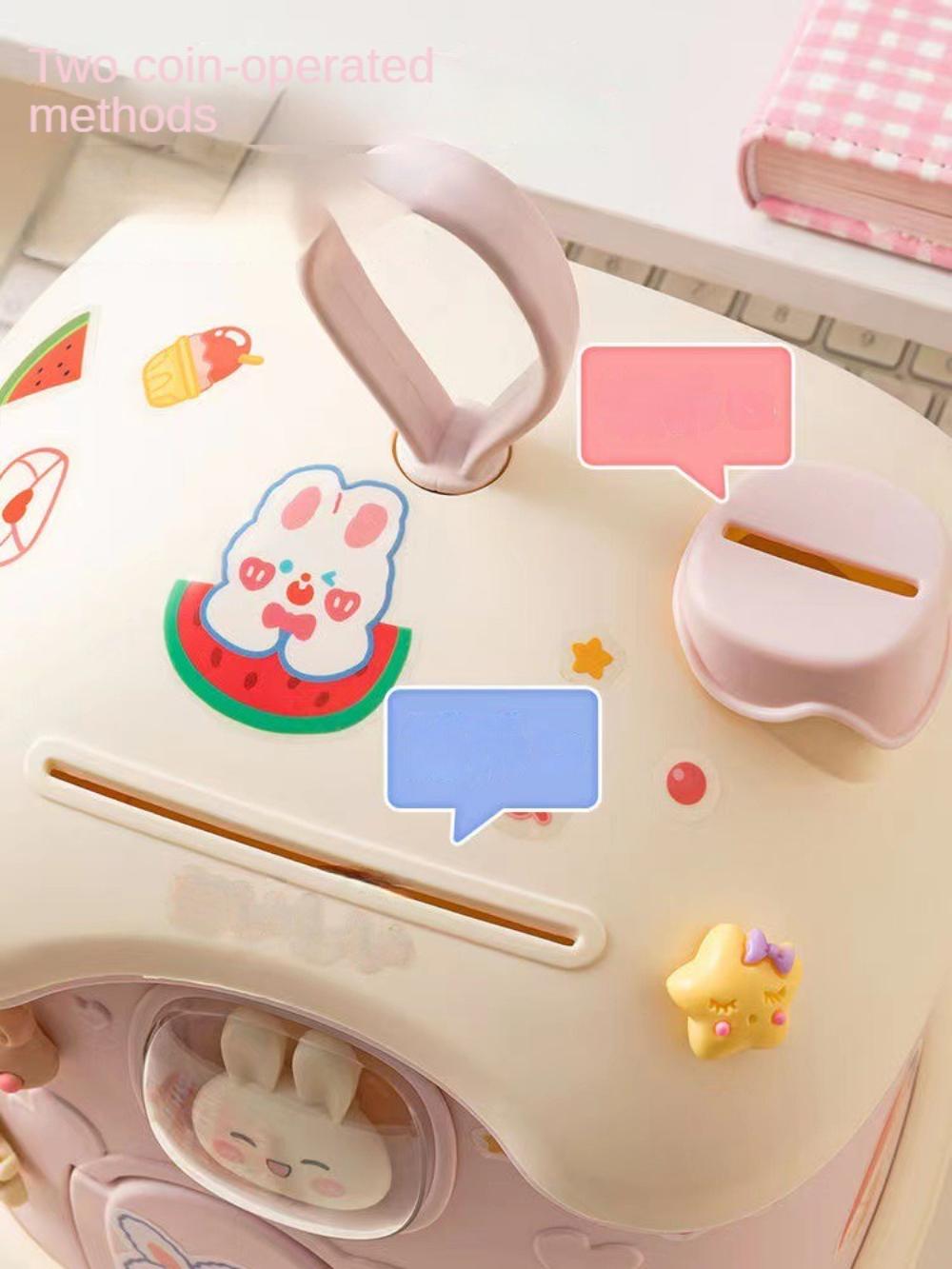 Cute Mushroom Piggy Bank Cartoon House With Lock Coin Banks Large Capacity Storage Box Save Money Box Organizers Gift