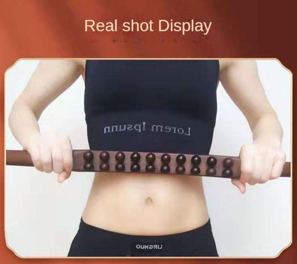 60CM 20 Beads Wooden Guasha Scraping Stick Massage Tools Anti Cellulite Massager for Shoulder Ultra Smooth Edge