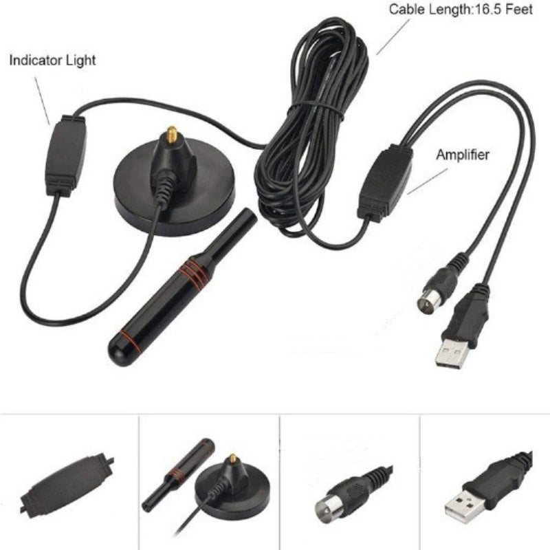 Hd Digital Indoor Amplified Tv Antenna 200 Miles Ultra Hdtv With Amplifier Vhf/uhf Quick Response Outdoor Aerial Set