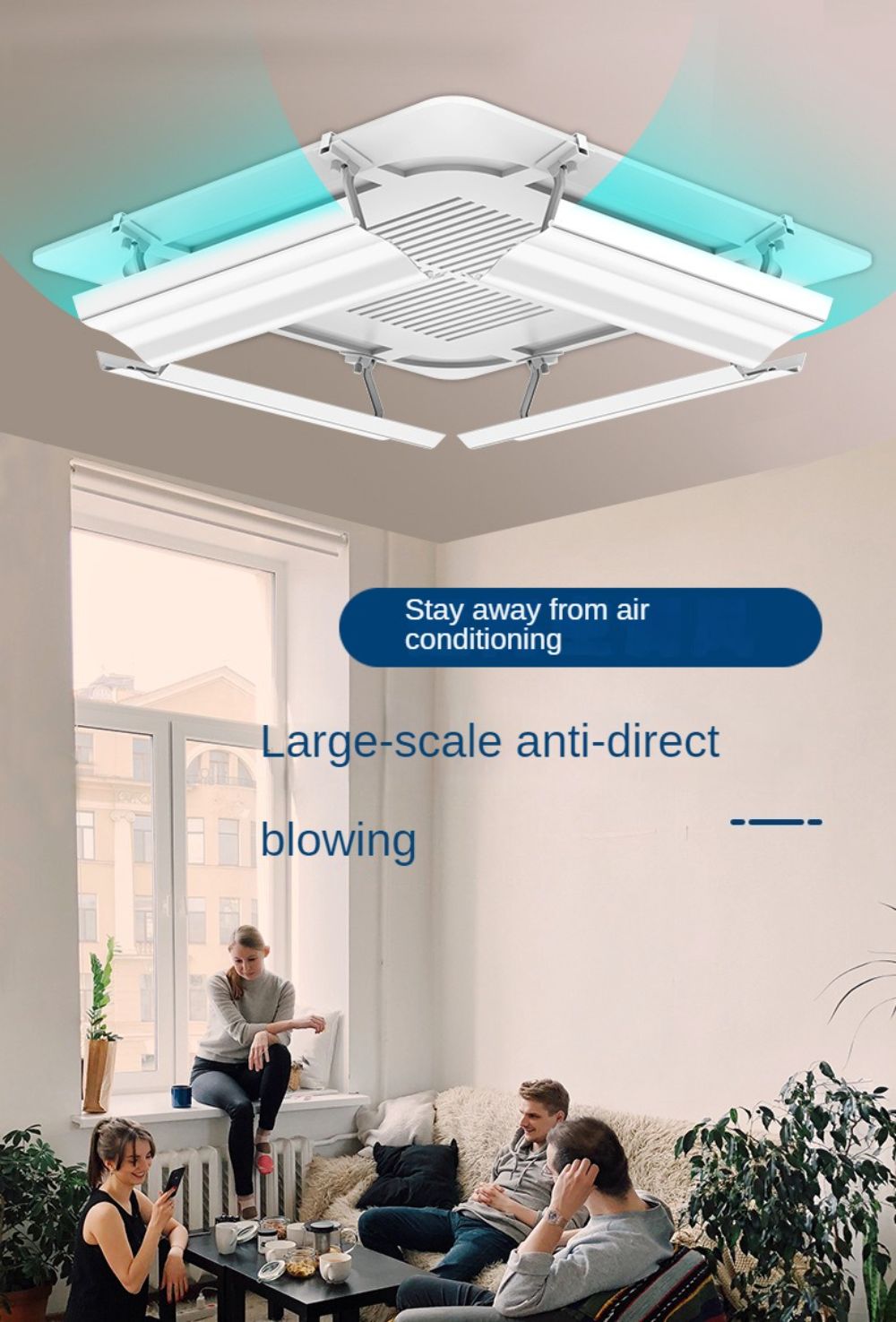 Central air conditioner wind baffle ceiling unit deflector to prevent direct blowing of cold and warm 60cm White