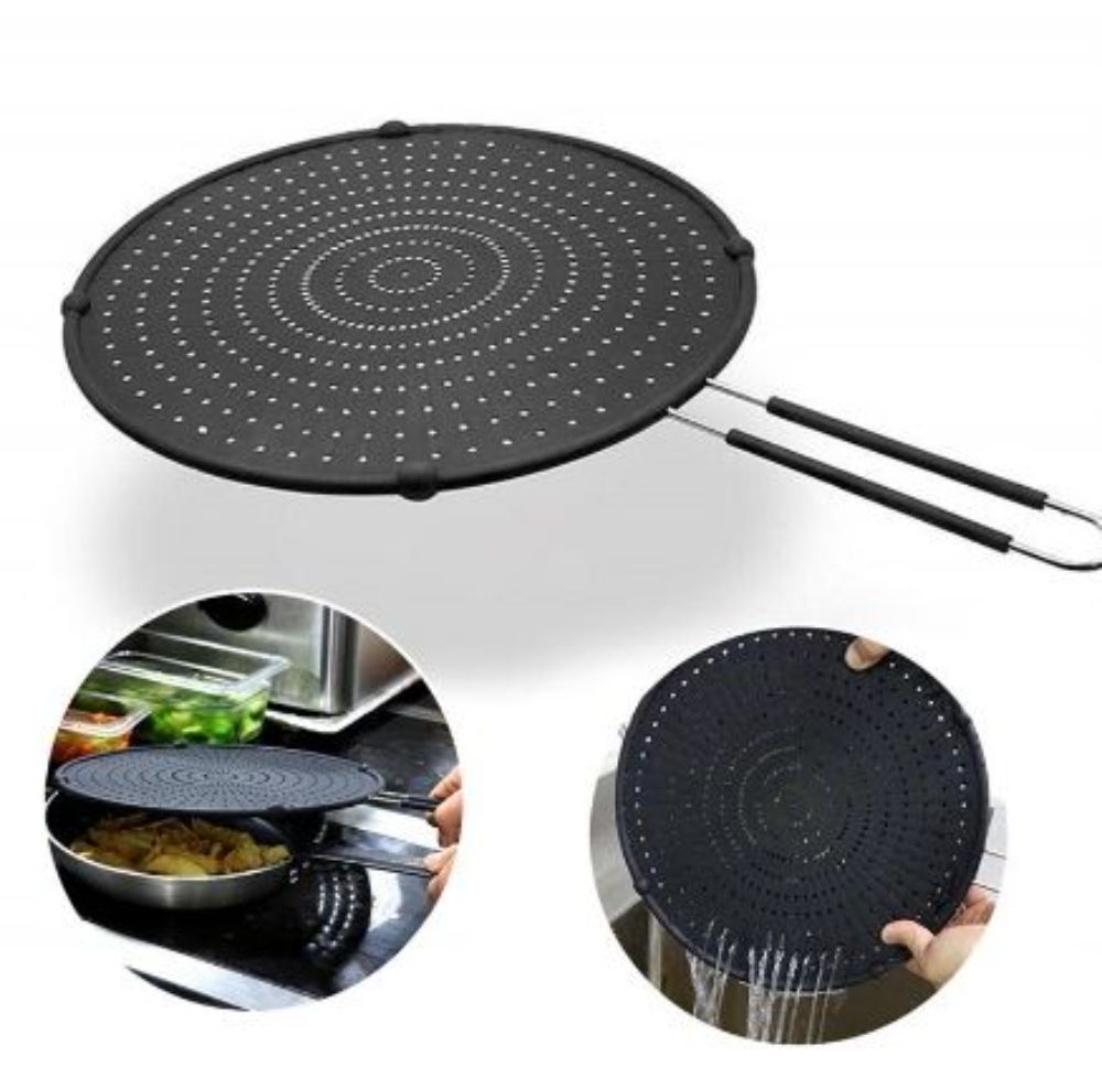 Silicone Splatter Screen Guard Nonstick Oil Grease Pan Lid Oil-Proof Splash Cover Frying Protection Mat Safe Odorless