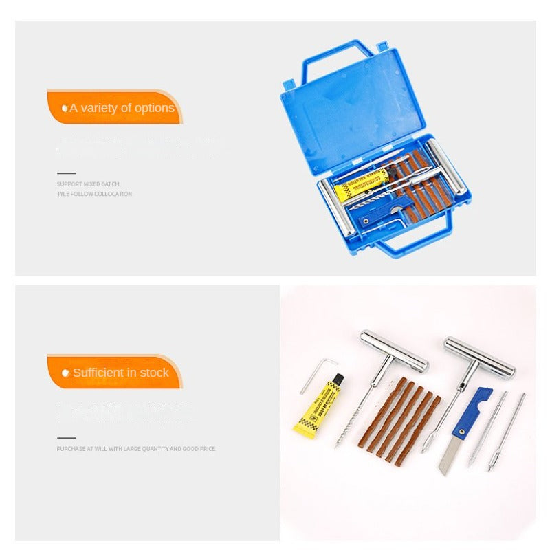 12 PCS Portable Heavy Duty Tubeless Tire Car Tire Repair Tool Kit Motorcycle Tire Repair Vacuum Tire Quick Manual Repair
