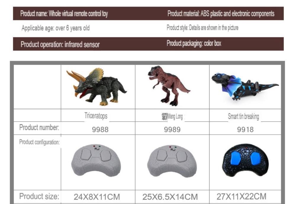Infrared remote control electric toy dinosaur Triceratops, simulated animal model toy children's birthday gift