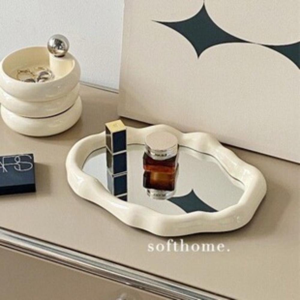 Cloud Mirror Makeup Mirror Cream Style ins Student Dormitory Desktop Light Luxury Dressing Mirror Dressing Table