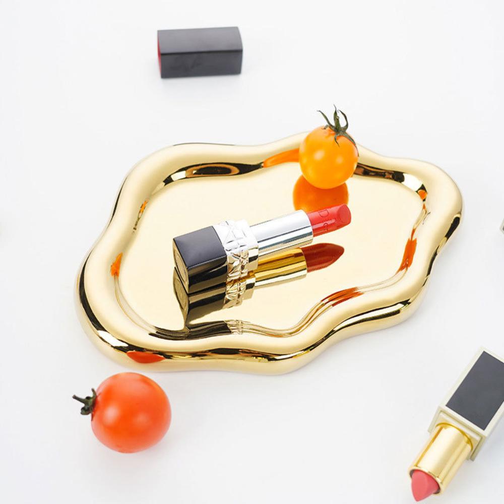 Cloud Ceramic Tray Single-Layer Light Luxury Jewelry Storage High-End Perfume Display Entrance Key Storage