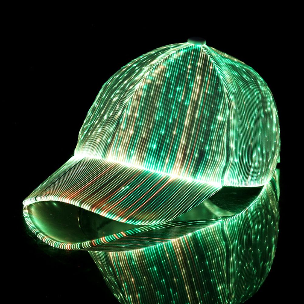 LED Glowing Hat Fiber Optic Light Emitting Baseball Cap RGB 7 Color Flashing Night Light Built-in Battery Concert Neon