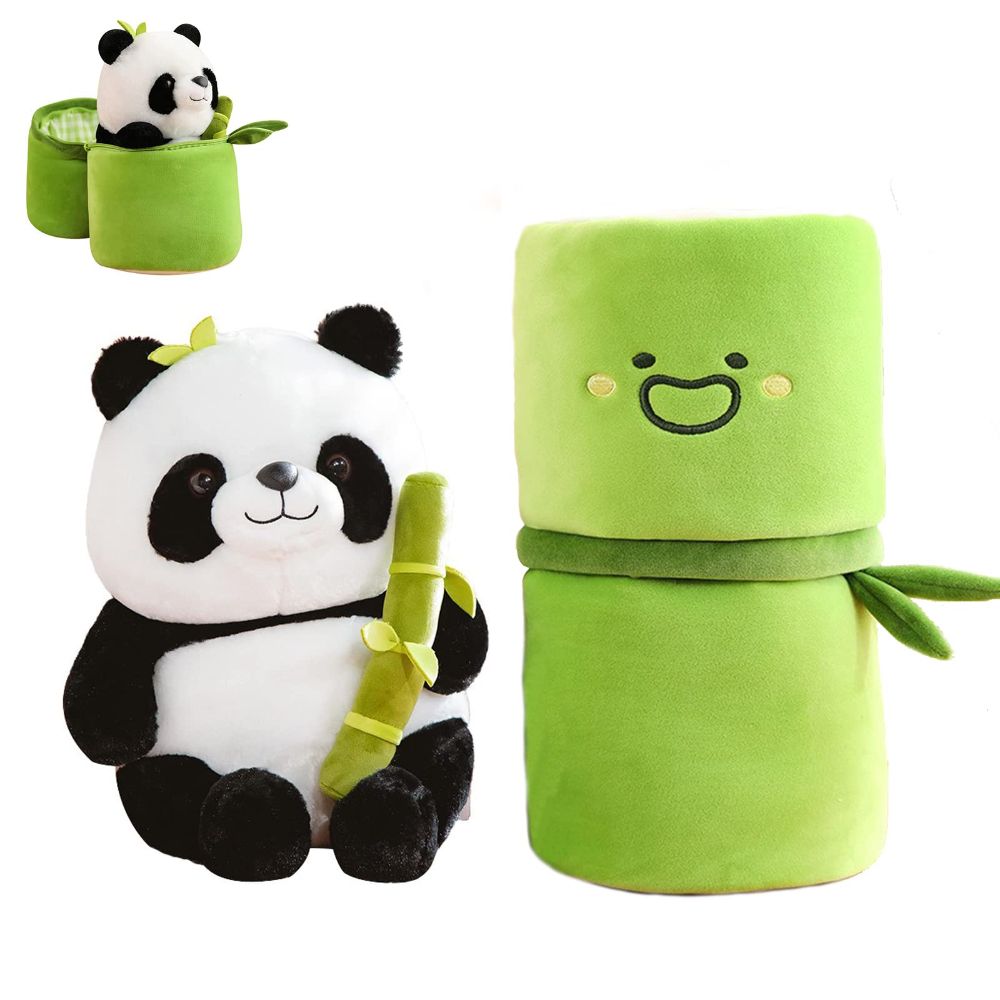 Lovely bamboo tube panda holding bamboo doll Stuffed toy for boys and girls holiday gift plush doll for girlfriend