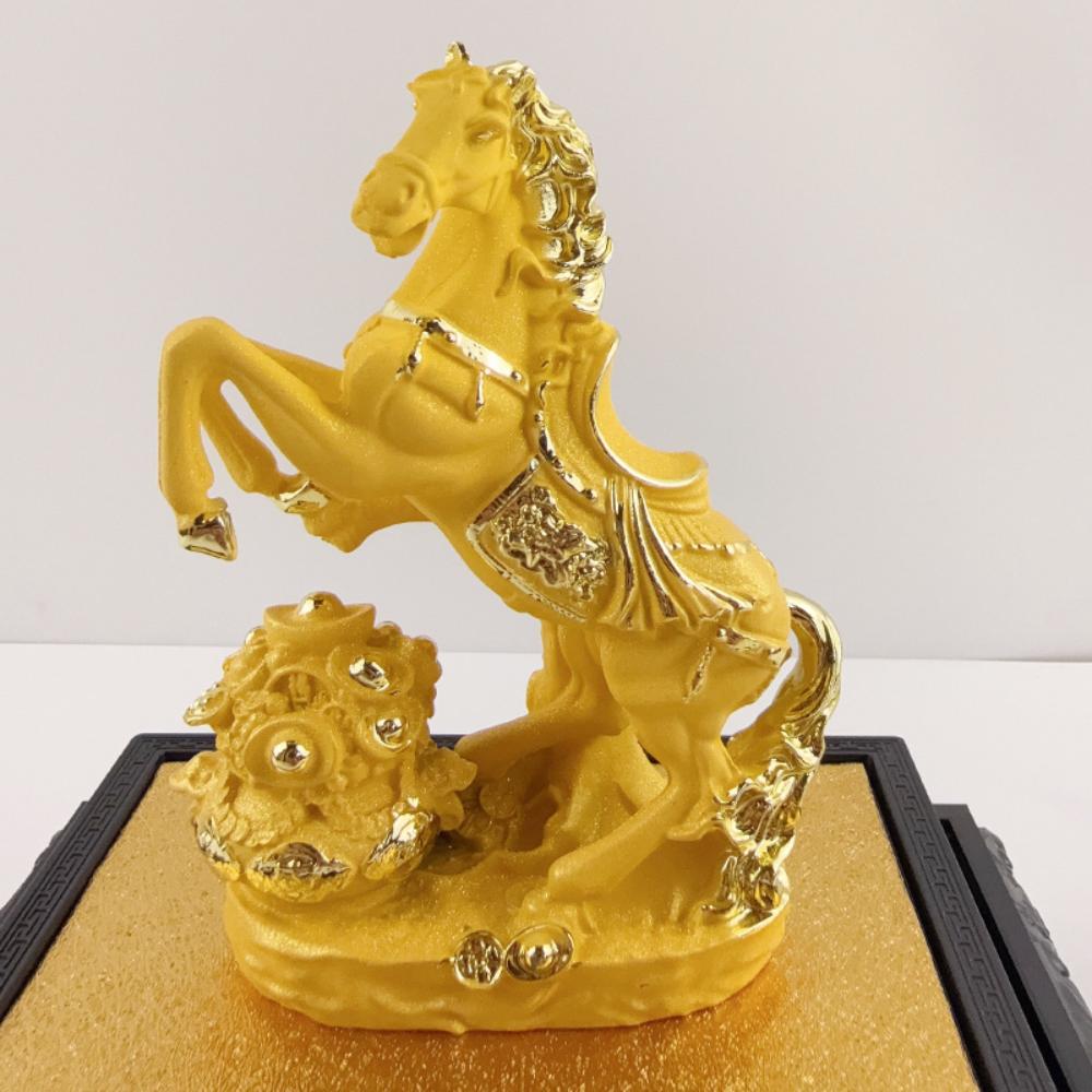 Golden Horse Figurine Bring Good Luck Wealth Chinese Style Horse Statue Fengshui Decoration Home Office Desktop Ornament