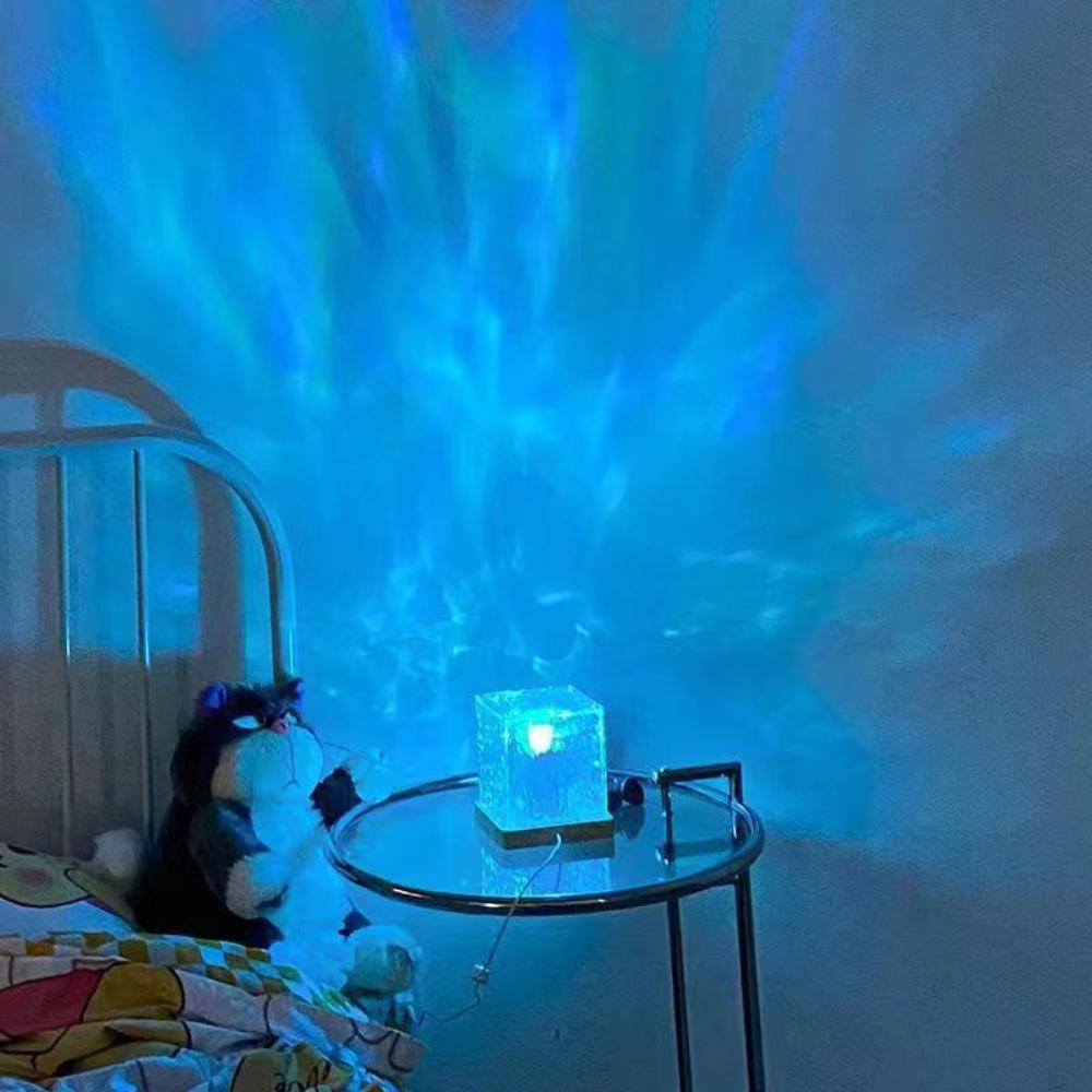 Projector Night Light, Creative Acrylic Rotating Water Ripple Night Light, Lighting Lamp With Remote Druable With Sea