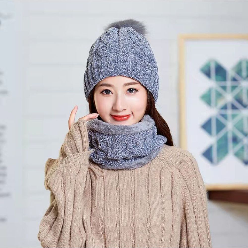 Hat Female In Autumn and Winter Everything is Sweet and Lovely Knitted Wool Cap Cotton For Unisex Fashion