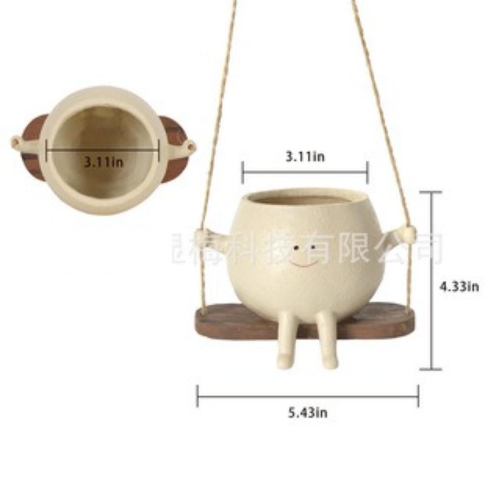 Swing Face Planter Pot Hanging Head Planter for Indoor Outdoor Plant Succulent Pots for String of Pearls Plant Live
